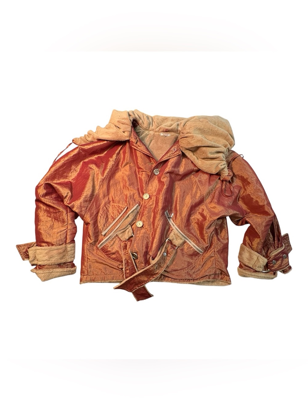 Shiny Rust-Orange Puffer Jacket with Soft Lining